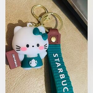 2 Hello Kitty Keychain with Teal and White Accents